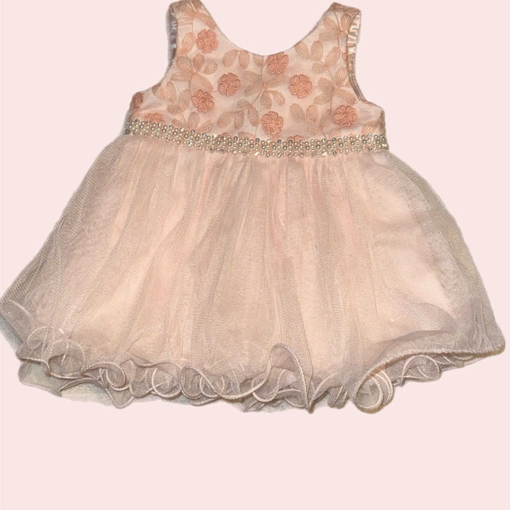 American Princess Baby Girls Dress Size 3 Months Pink Ruffles Pearl Waist